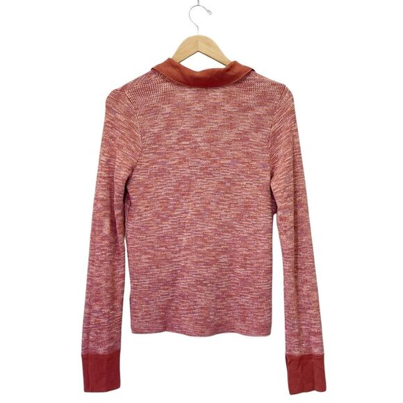 NWT Free People Making Memories Cropped Henley Sweater Size Medium Terra Cotta - Picture 3 of 15